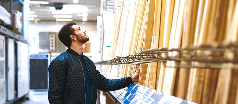 man shopping for lowcost home improvement project in toronto hardware store